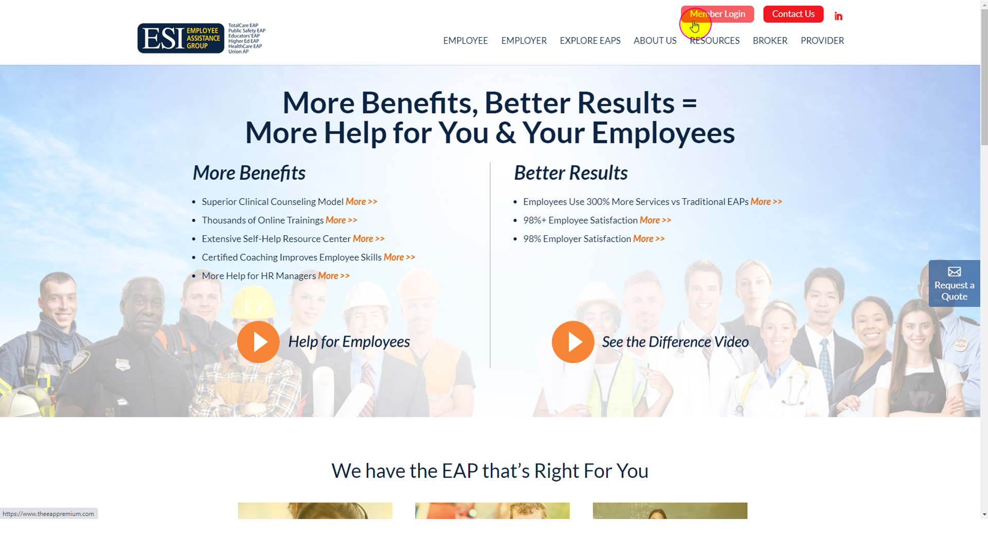 Member Login link on theEAP.com